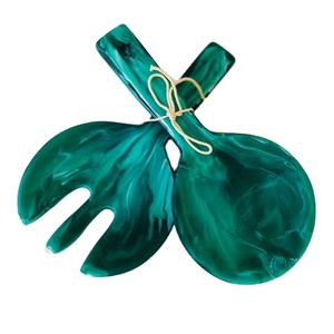 Ensemble de cuillères et fourchettes de luxe en résine à motif marbre bleu, ustensiles de service de cuisine, couverts de table - Product Image 1