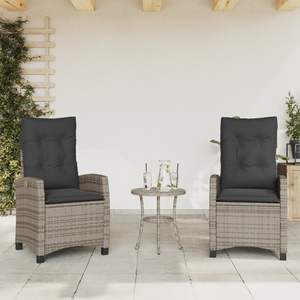2pcs Gray Poly <b>Rattan</b> <b>Reclining</b> Patio <b>Chairs</b> with Cushions - Product Image 1