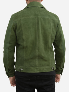 Green Sheep Skin Waterproof Quick Dry Quilted Utility Jacket Men <b>Zipper</b> Full Sleeve Winter Wear - Product Image 2