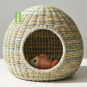 Cute Cat Pet <b>Bed</b> Cat Basket <b>Nest</b> Durable Rattan Cat Carrier for Travel Variety of Color and Dimension OEM Design Made in Vietnam - Product Image 4