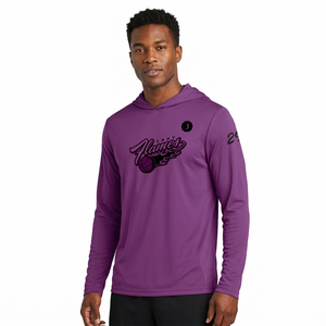 Custom Purple <b>Lady</b> Flames Basketball Shooting <b>Shirt</b> – Long Sleeve Moisture Wicking Athletic Fit Performance Hoodie - Product Image 1