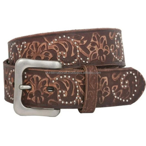Custom hand carving and painting Top Grain Cowhide Western <b>leather</b> <b>tooling</b> <b>belt</b> for men and women - Product Image 4