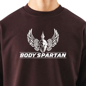 Sweat-shirt à col rond pour homme en molleton brun foncé, pull à manches longues, vêtement décontracté, streetwear, vêtement de sport - Product Image 3