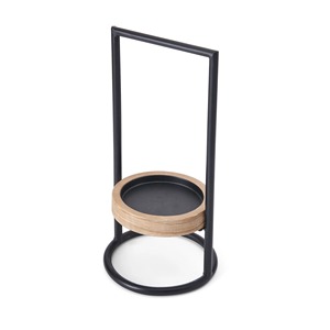 Rustic Farmhouse Wood Ring Black Metal Frame Tealight Holder Centerpiece Geometric Black Wire And Wooden Base Small Tabletop - Product Image 5