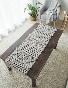 Modern Wholesale 14X78 inches White Macrame Linen Cotton Handmade Table <b>Runners</b> Boho Style Knotted Design <b>Runner</b> for Home Decor - Product Image 4