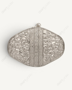 Natural Labradorite Gemstone <b>Clutch</b> | Handmade <b>Silver</b> Filigree Minaudiere | Luxury Bridal Wedding Evening Bag for Women Oval bag - Product Image 3