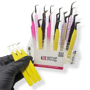 Pince à épiler pour extensions de cils en acier inoxydable, 90/45/Courbe, isolations multiples, revêtement en poudre, antistatique, prise parfaite, couleurs variées, personnalisable - Product Image 4