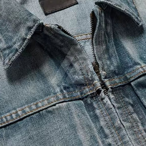 Chaqueta de Mezclilla para Hombre, Corte Ajustado, Casual, con Cierre, Color Sólido, Estilo Urbano, Cómoda - Product Image 2