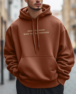 เสื้อฮู้ดดี้ผู้ชายคุณภาพสูง เสื้อสเวตเชิ้ตแบบสวมหัวทรงโอเวอร์ไซส์สำหรับทุกเพศ  รับสกรีนโลโก้ เสื้อฮู้ดดี้ผ้าคอตตอนหนาน้ำหนักมากสำหรับผู้ชาย - Product Image 6