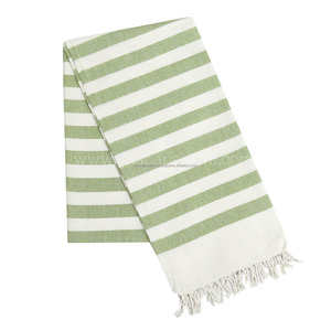 Oversized Turkish Hammam Bath <b>Towel</b> With Wide <b>Stripe</b> Design And Knotted Tassel Edges For Resort And Hotel Use - Product Image 6