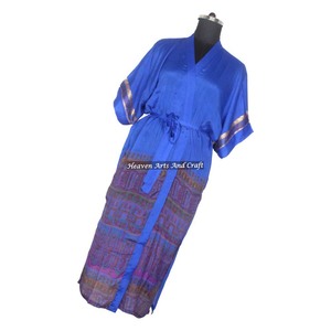 KL017 Colección Verano 2026 Kimono Sari Largo de Seda Vintage, Ropa Casual Larga, Kimono Sari Largo Estilo Bohemio para Verano - Product Image 1
