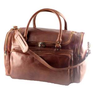 กระเป๋าเดินทางหนังแท้ดีไซน์คลาสสิกสไตล์วินเทจ  กระเป๋าถือสุดสัปดาห์สำหรับผู้ชายและผู้หญิง  ความจุขนาดใหญ่  กระเป๋าเดินทางแบบมีซิป - Product Image 4