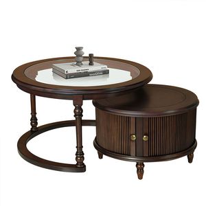 Tavolino da caffè moderno per nidificazione Set in vetro e struttura in legno massello elegante Design di nidificazione - Product Image 1