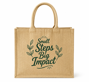Small Steps Big Impact Jute Shopping <b>Bag</b> <b>Large</b> Eco-Friendly Promotional Tote Fashion Style - Product Image 1
