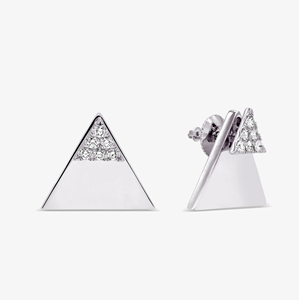 Boucles d'oreilles de mariage ZAWO HOUSE minimalistes en diamant double triangle pour femme, bicolores, plaqué or, VVS1, cultivées en laboratoire - Product Image 1