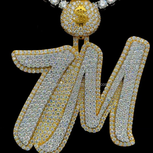 Pendentif glacé 7M pour hommes pendentif sac d'argent personnalisé Hip Hop Bling deux tons plaqué or et argent bijoux en diamant Moissanite - Product Image 5