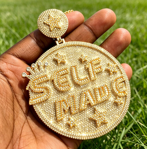 <b>Gold</b> Plated Self Made <b>Disc</b> Pendant Necklace Zircon Inlay Letter Charm Brass Hip Hop Gift Jewelry - Product Image 5