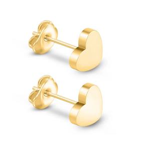 Elegantes Pendientes de Corazón Planos, Chapados en Oro de 14K, Plata de Ley, Joyería de Lujo, Delicados y Elegantes, Regalo de Boda para Mujer - Product Image 3