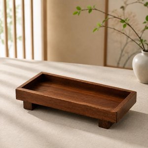 Plateau rectangulaire en bois massif fait main avec pieds, en noyer, pour thé, style minimaliste Japandi, décoration zen pour la maison, cadeaux - Product Image 3