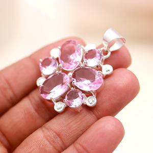 Kunzite Pendant Sterling Silver, Pink Gemstone <b>Necklace</b>, October Birthstone Jewelry, Gift for Her - Product Image 4