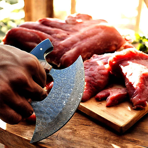 Cuchillo para Pizza de Acero de Damasco, Premium, Hecho a Mano, con Hoja Duradera y Mango Cómodo para Cortar Pizza y Alimentos - Product Image 3