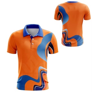 Camiseta Polo Deportiva Personalizada para Hombre, con Degradado Rojo, Azul y Rosa, Diseño Geométrico, Manga Corta, Secado Rápido, Tejido de Poliéster - Product Image 3