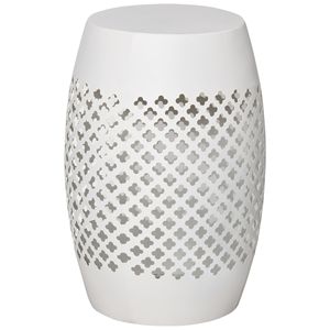 Tavolino Laterale Rotondo in Acciaio Bianco da 12 Pollici per Esterni, Tavolino Versatile per Patio e Uso Interno ed Esterno - Product Image 1
