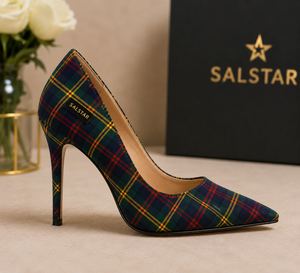 Chaussures à talons hauts pour femmes, de haute qualité, à motif tartan spécial, à bout pointu, style stiletto, fabriquées par un fabricant de chaussures à talons hauts. - Product Image 2