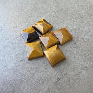 Piedra Preciosa Natural de Ojo de Tigre, Calibrada, con Base Plana Cuadrada en Forma de Pirámide, para Joyería - Product Image 3