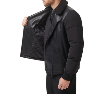 Veste en similicuir pour homme, style bomber oversize, fermeture éclair, col montant, coupe-vent, streetwear décontracté - Product Image 4