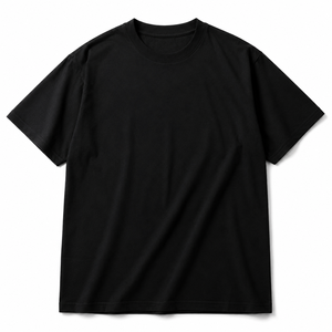 Camiseta Unisex Negra de Cuello Redondo y Manga Corta, 100% Algodón, Holgada, de Color Sólido, Informal, Transpirable, de Secado Rápido, para Todas las Temporadas - Product Image 1