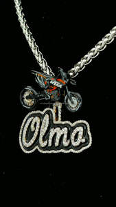 Plata de Ley 925 esmalte negro personalizado 3D bicicleta fianza Hip Hop Bling letra colgante Pass Diamond Tester Iced Out colgante hombres - Product Image 2