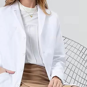 Blouse de laboratoire blanche tissée unisexe, uniforme d'hôpital, blouse médicale, 3 poches, fermeture à boutons-pression, service OEM - Product Image 5