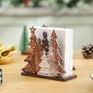 Porte-serviettes en bois en forme de sapin de Noël, décoration de table réutilisable, tapis et sous-plats de forme irrégulière - Product Image 1