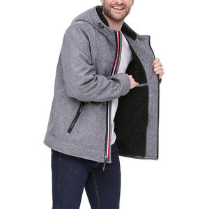 Chaqueta Acolchada con Capucha para Hombre, Color Gris, Forro Polar Cortavientos, Cierre de Cremallera, Estilo Casual para Invierno, Corte Regular, Color Sólido, Deportiva, 220g - Product Image 4