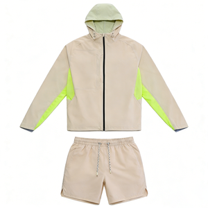 <b>Run</b> <b>Jacket</b> Windbreaker Tracksuit Anorak Color Block Hooded Shorts Set Suit Custom Oversized Sport Outdoor Hiking Streetwear Oem - Product Image 2