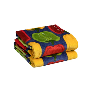 Serviettes de cuisine en coton imprimées multicolores motif poivron mélangé 40x60cm 180GSM 200TC, torchons de thé, certifiées BSCI, faible MOQ, OEM ODM, en gros d'Inde - Product Image 2