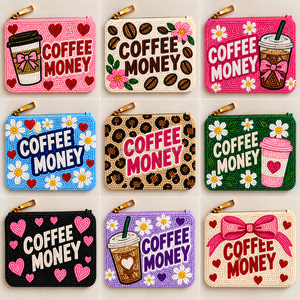 Collection de pochettes à monnaie Botox Money Beaded Pouch avec motifs seringue, lèvres, nœud, cerise, cœur, en perles de rocaille roses, porte-monnaie zippé, vente en gros - Product Image 5