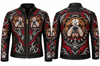 Veste de motard rétro de luxe personnalisée avec broderie complète, style streetwear, motif lion, animal, nature, pour les amateurs de cuisine, en cuir véritable pour hommes
