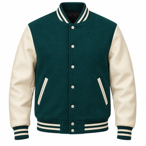 Blouson universitaire personnalisé en cuir de vachette véritable 100% authentique, avec manches en laine, style mode, respirant, prix de gros, OEM - Product Image 1