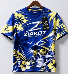 เสื้อยืด ZIAKOT ดีไซน์ใหม่สำหรับผู้ชาย สีชมพู ดำ-ฟ้าอ่อน ลายพิมพ์ 3 มิติ แบบนามธรรม ลายเส้นแปรง สำหรับการแสดง - Product Image 6