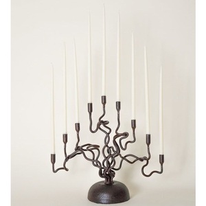 Iron Candelabra With Wavy Stand For Home Decoration Durable Metal Candle Holder Unique Design Indoor <b>Lighting</b> From India - Product Image 2