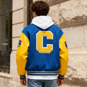 MOQ 10 OEM Men Varsity <b>Jacket</b> Leather Sleeve Letterman Baseball <b>Jacket</b> Custom College Streetwear - Product Image 2