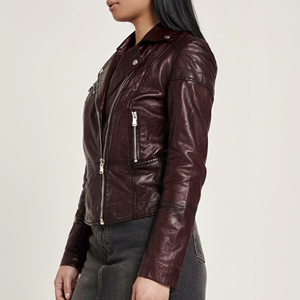 Dernière collection : Blouson en cuir tricoté pour femme, haute qualité, prix de gros personnalisé - Product Image 5