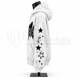 Sweat à capuche zippé personnalisé avec imprimé étoile sur la manche, sweat à capuche en molleton décontracté unisexe, vêtements d'automne - Product Image 4