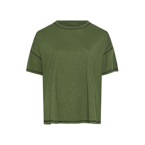 Camiseta de Manga Corta con Cuello Redondo y Costura Raglán en Color Sólido para Mujer, Verano 2026, Diseño de Espina de Pescado, Camisetas Clásicas Básicas y Elegantes para Mujer - Product Image 1
