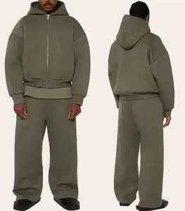 Ensemble de sweat-shirt à capuche vert olive pour homme, décontracté, en tricot French Terry, couleur unie, pour l'automne - Product Image 1
