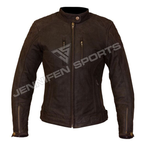Chaqueta de Motociclista Estilo Vintage para Hombre, de Cuero Nubuck Desgastado, con Cuello Alto y Bolsillos Delanteros con Cierre, Ropa de Abrigo para Otoño - Product Image 1