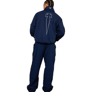 Custom Men's Windbreaker <b>jacket</b> Navy Blue <b>Zip</b>-<b>Up</b> <b>Jacket</b> & Jogger Pants Sportswear Stripe High-Quality Wholesale Nylon <b>jackets</b> - Product Image 3