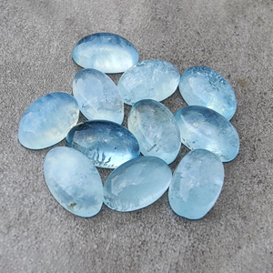 Gema suelta calibrada ovalada grande de cabujón natural Aqua Milky, parte trasera plana para la fabricación de joyas, disponible en todos los tamaños - Product Image 6